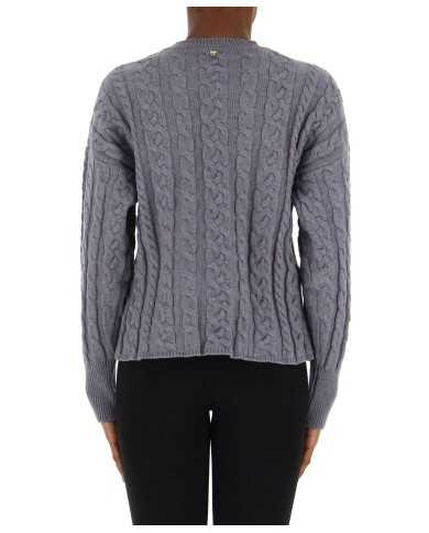 maglia grigia da donna con logo in targhetta cucita | PINKO maglia grigia da donna con logo in targhetta cucita | PINKO