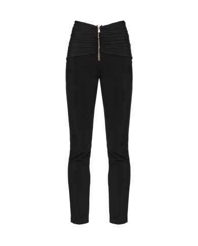 pantalone a vita alta nero da uomo con con inserto arricciato | PINKO pantalone a vita alta nero da uomo con con inserto arricciato | PINKO