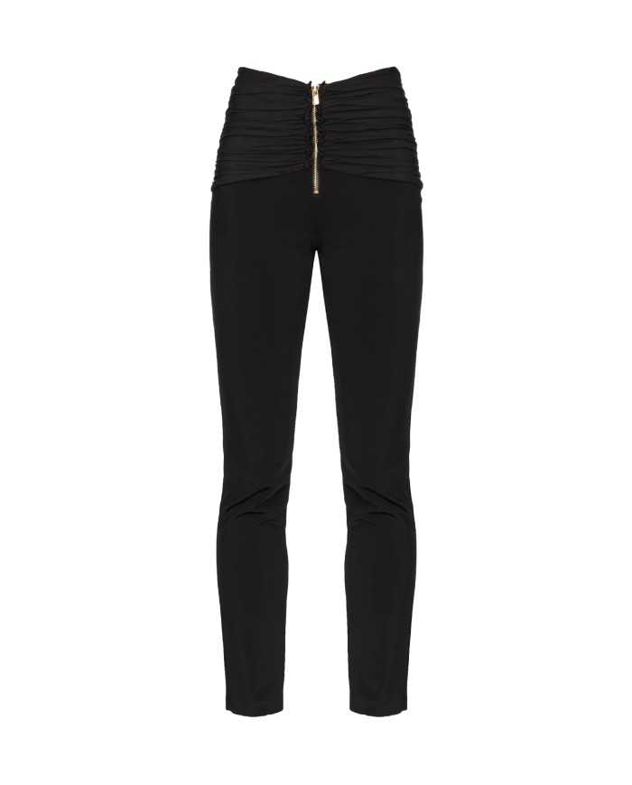 pantalone a vita alta nero da uomo con con inserto arricciato | PINKO pantalone a vita alta nero da uomo con con inserto arricciato | PINKO