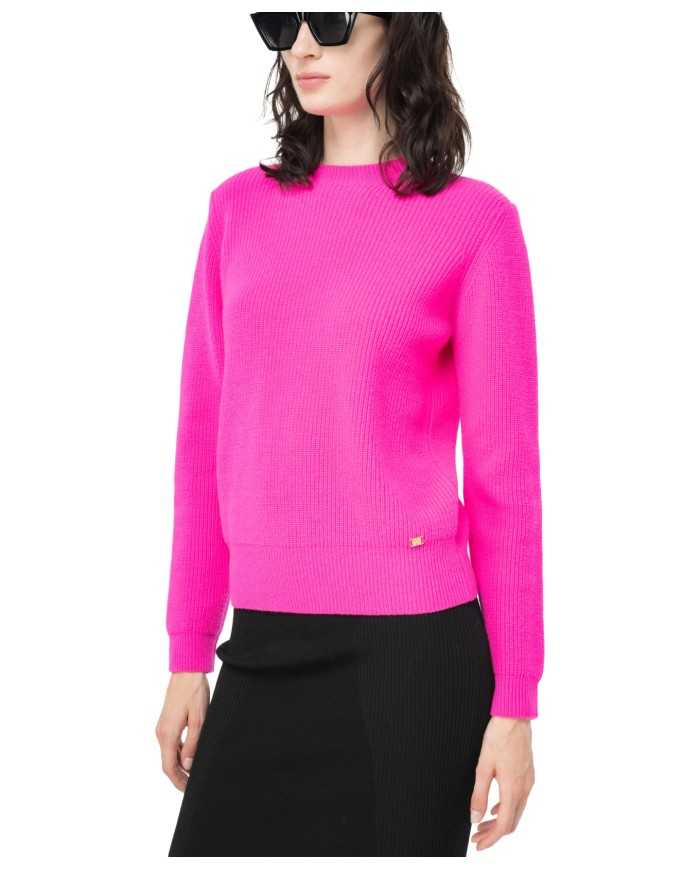 maglia fuxia da donna con placchetta logata LOVE BIRDS | PINKO maglia fuxia da donna con placchetta logata LOVE BIRDS | PINKO