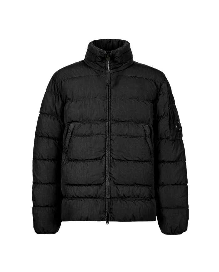 piumino nero da uomo con logo in gomma su manica | C.P. COMPANY piumino nero da uomo con logo in gomma su manica | C.P. COMPANY