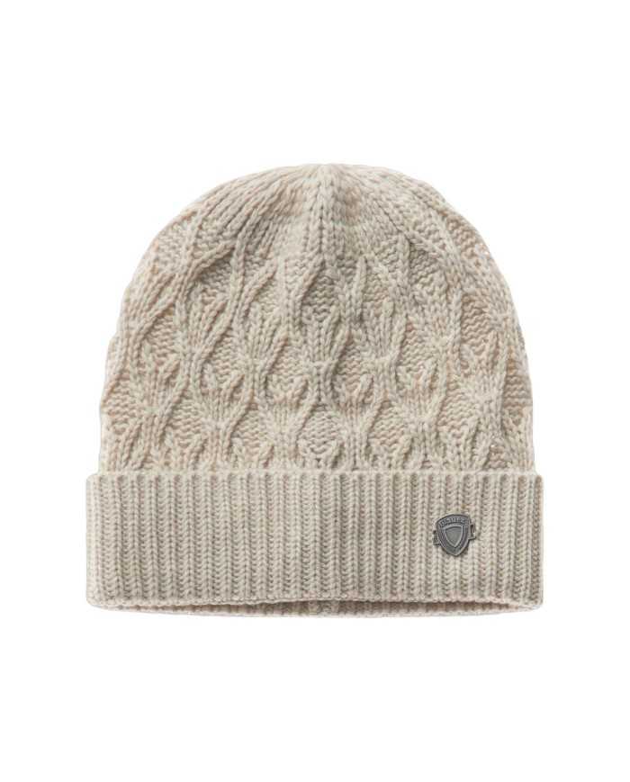 cappello avorio da uomo con motivo a trecce e placca | BLAUER cappello avorio da uomo con motivo a trecce e placca | BLAUER