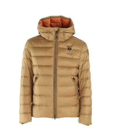 piumino biscotto e interno crema di zucca da uomo con patch | BLAUER piumino biscotto e interno crema di zucca da uomo con patch | BLAUER