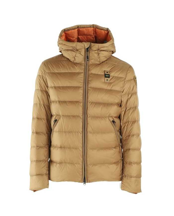 piumino biscotto e interno crema di zucca da uomo con patch | BLAUER piumino biscotto e interno crema di zucca da uomo con patch | BLAUER