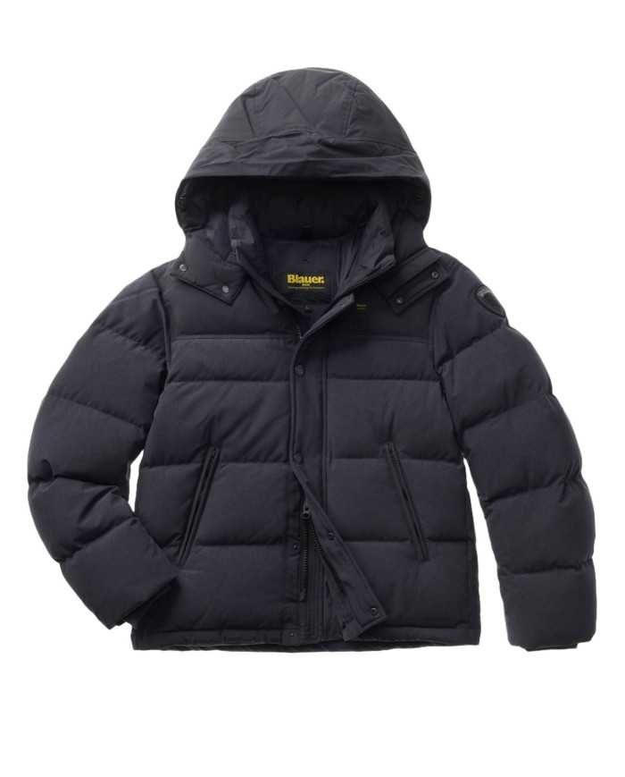 piumino ombra melange da uomo con logo patch | BLAUER piumino ombra melange da uomo con logo patch | BLAUER