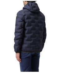 piumino blu da uomo imbottito in piuma con logo patch | BLAUER