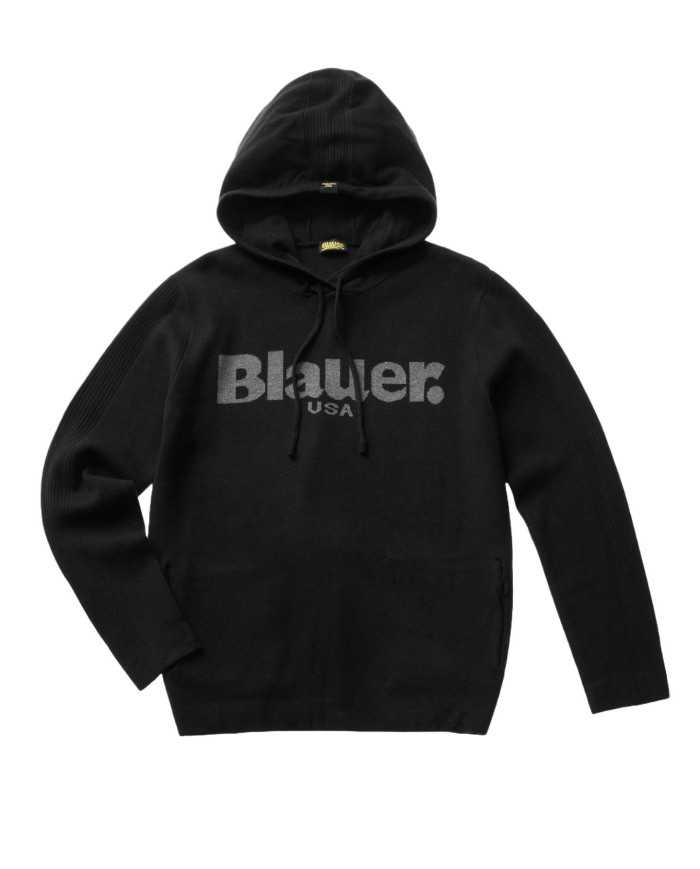 maglia nero da uomo con ricamo logato davanti | BLAUER maglia nero da uomo con ricamo logato davanti | BLAUER