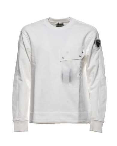 felpa bianco candido da uomo con patch logata su manica | BLAUER felpa bianco candido da uomo con patch logata su manica | BLAUER