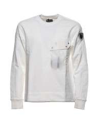 felpa bianco candido da uomo con patch logata su manica | BLAUER