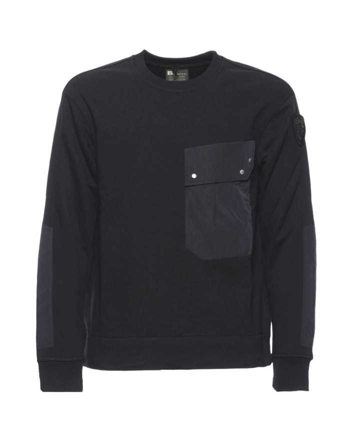 felpa nero da uomo con patch logata su manica | BLAUER felpa nero da uomo con patch logata su manica | BLAUER