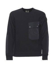 felpa nero da uomo con patch logata su manica | BLAUER