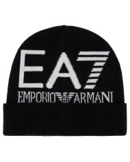 berretto nero e bianco da uomo con maxilogo e risvolto | EA7 berretto nero e bianco da uomo con maxilogo e risvolto | EA7