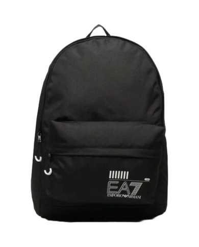 zaino nero con logo bianco ricamato da uomo con tasche e zip | EA7 zaino nero con logo bianco ricamato da uomo con tasche e zip | EA7