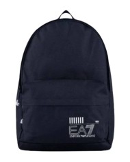 zaino navy con logo bianco ricamato da uomo con tasche e zip | EA7