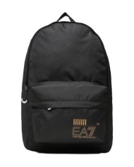 zaino nero con logo oro ricamato da uomo con tasche e zip | EA7