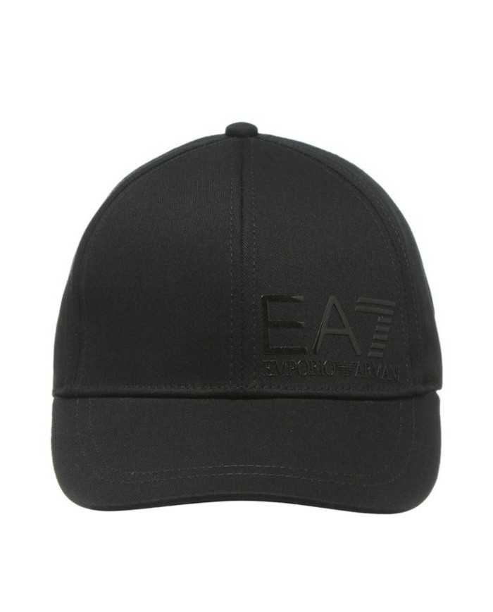 cappello da baseball nero su nero da uomo con logo lucido | EA7