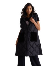 gilet lungo nero da donna con logo in alto a destra | LIU JO gilet lungo nero da donna con logo in alto a destra | LIU JO