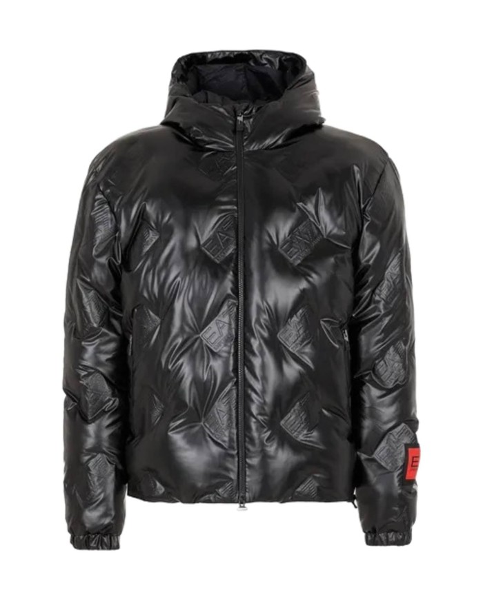 bomber impunturato EA7 all over nero da uomo con patch su manica EA7