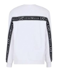 felpa bianca da uomo logo frontale e banda logata dietro | EA7