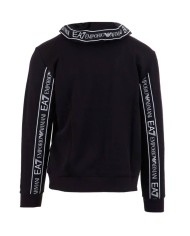 felpa nera da uomo con ogo patch e dettagli logati sul capo | EA7