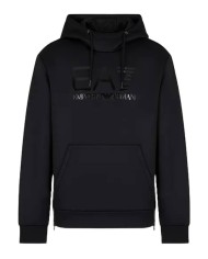 felpa nera da uomo con logo a contrasto lucido | EA7