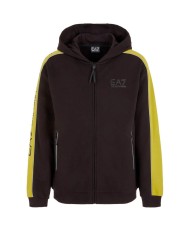 felpa nera da uomo logato davanti e striscia in contrasto | EA7