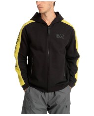 felpa nera da uomo logato davanti e striscia in contrasto | EA7