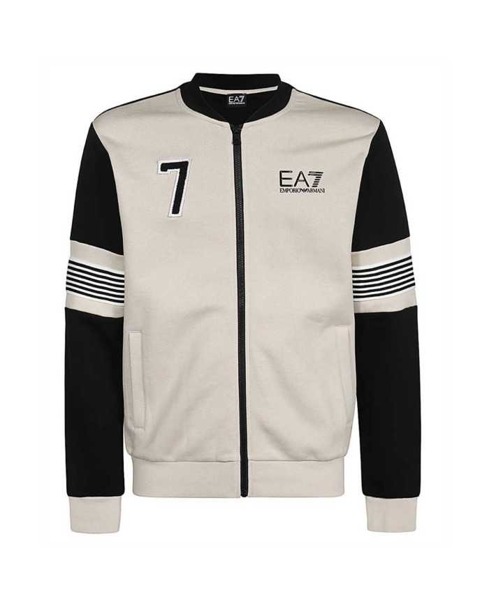felpa bomber silver cloud da uomo con patch numero e logo | EA7 felpa bomber silver cloud da uomo con patch numero e logo | EA7