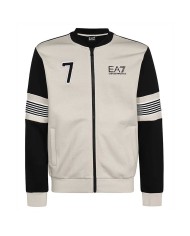 felpa bomber silver cloud da uomo con patch numero e logo | EA7