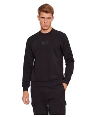 felpa nero da uomo logata in piccolo al centro | EA7