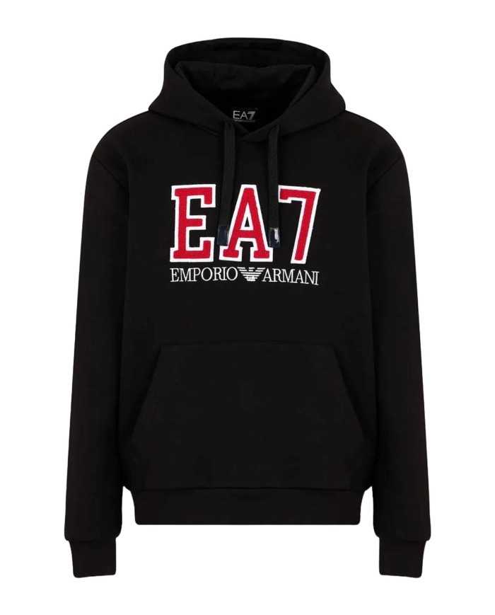 felpa nera da uomo con maxi logo sul petto | EA7 felpa nera da uomo con maxi logo sul petto | EA7