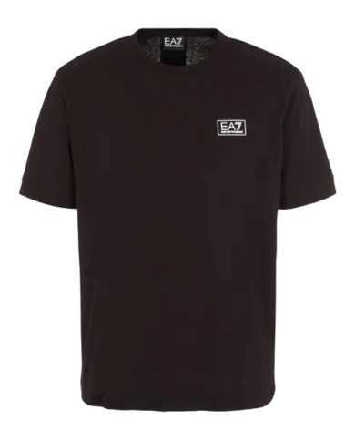 t-shirt nero da uomo con logo a contrasto e banda logata | EA7 t-shirt nero da uomo con logo a contrasto e banda logata | EA7