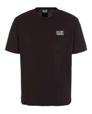 t-shirt nero da uomo con logo a contrasto e banda logata | EA7