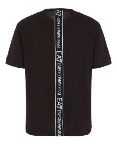 t-shirt nero da uomo con logo a contrasto e banda logata | EA7 t-shirt nero da uomo con logo a contrasto e banda logata | EA7