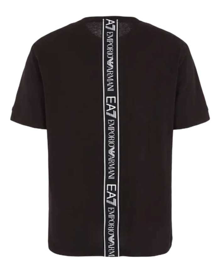 t-shirt nero da uomo con logo a contrasto e banda logata | EA7 t-shirt nero da uomo con logo a contrasto e banda logata | EA7