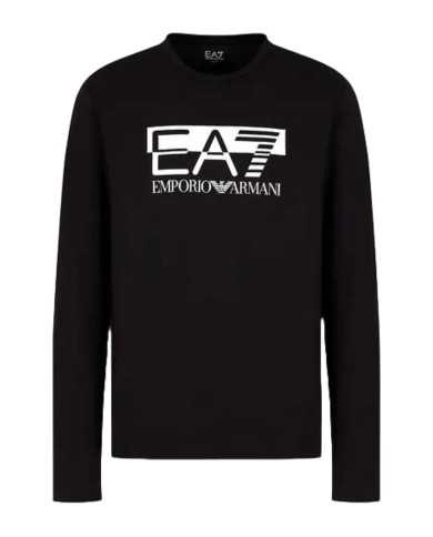 t-shirt nera da uomo con logo a contrasto sul petto | EA7 t-shirt nera da uomo con logo a contrasto sul petto | EA7
