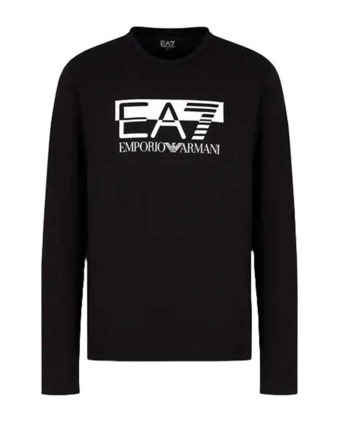 t-shirt nera da uomo con logo a contrasto sul petto | EA7 t-shirt nera da uomo con logo a contrasto sul petto | EA7