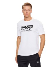 t-shirt bianca da uomo con stampa logata grande in contrasto | EA7