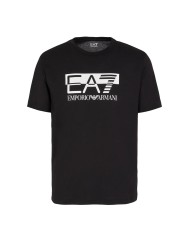 t-shirt nera da uomo con stampa logata grande in contrasto | EA7 t-shirt nera da uomo con stampa logata grande in contrasto | EA7
