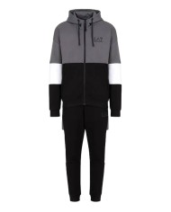 tuta nera da uomo con felpa e pantaloni joggers logati | EA7 tuta nera da uomo con felpa e pantaloni joggers logati | EA7