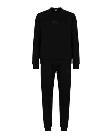 tuta nera da duomo con felpa e pantaloni joggers logati | EA7 tuta nera da duomo con felpa e pantaloni joggers logati | EA7