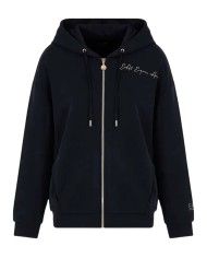 felpa nera da donna con logo ricamo su petto e manica sinistra | EA7 felpa nera da donna con logo ricamo su petto e manica sinistra | EA7