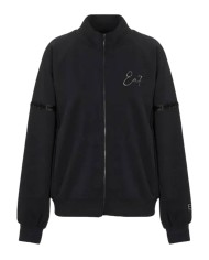 felpa nera da donna con logo su petto, a sinistra e pailletes | EA7 felpa nera da donna con logo su petto, a sinistra e pailletes | EA7