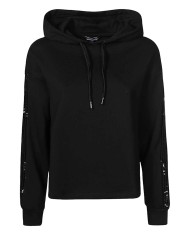 felpa nera da donna con logo e bande con pailettes | ARMANI EXCHANGE