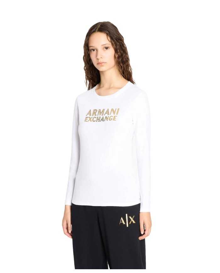 t-shirt a maniche lunghe nera da donna con logo | ARMANI EXCHANGE t-shirt a maniche lunghe nera da donna con logo | ARMANI EXCHANGE
