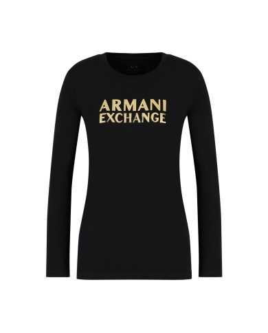 t-shirt a maniche lunghe nera da donna con logo | ARMANI EXCHANGE t-shirt a maniche lunghe nera da donna con logo | ARMANI EXCHANGE