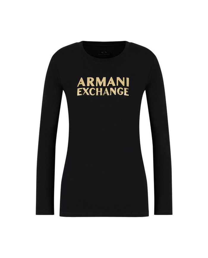 t-shirt a maniche lunghe nera da donna con logo | ARMANI EXCHANGE t-shirt a maniche lunghe nera da donna con logo | ARMANI EXCHANGE