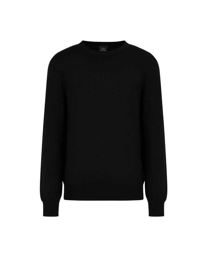maglia nera da uomo con logo ricamo davanti | ARMANI EXCHANGE maglia nera da uomo con logo ricamo davanti | ARMANI EXCHANGE
