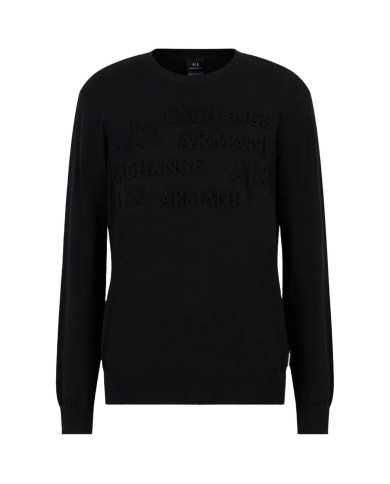maglia nera da uomo con scritta frontale a rilievo | ARMANI EXCHANGE maglia nera da uomo con scritta frontale a rilievo | ARMANI EXCHANGE