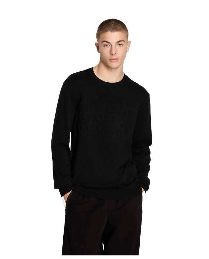 maglia nera da uomo con scritta frontale a rilievo | ARMANI EXCHANGE maglia nera da uomo con scritta frontale a rilievo | ARMANI EXCHANGE
